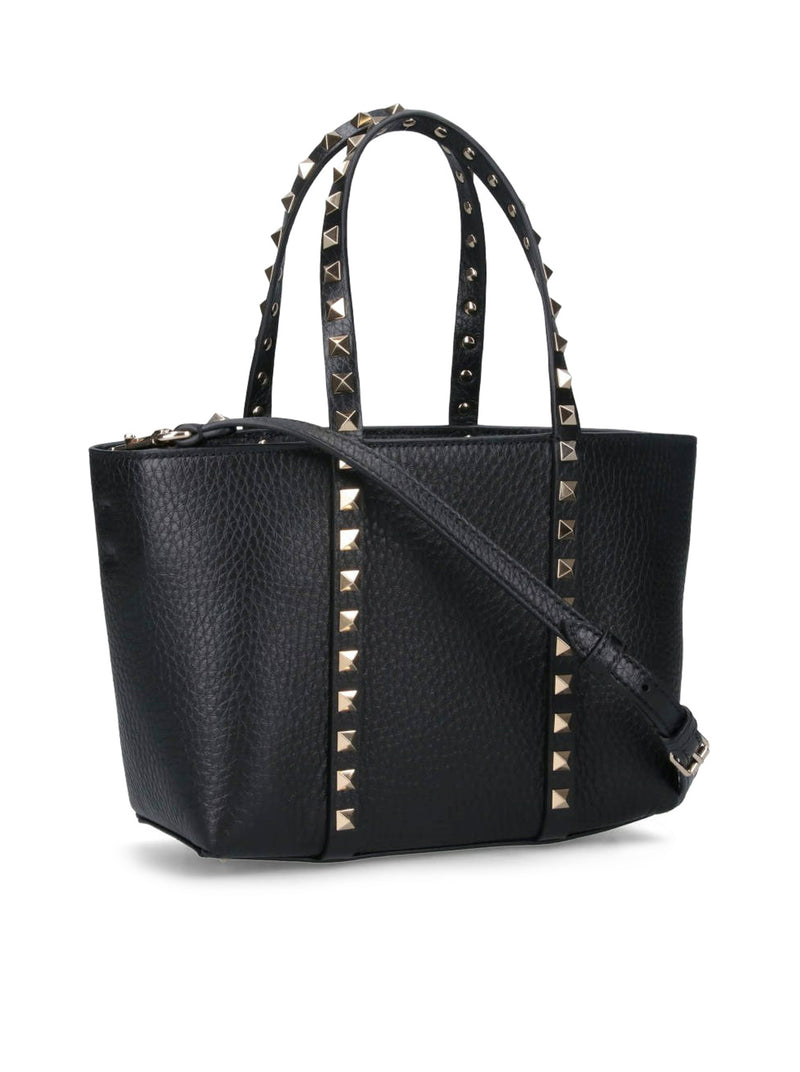 MINI TOTE ROCKSTUD IN PELLE MARTELLATA