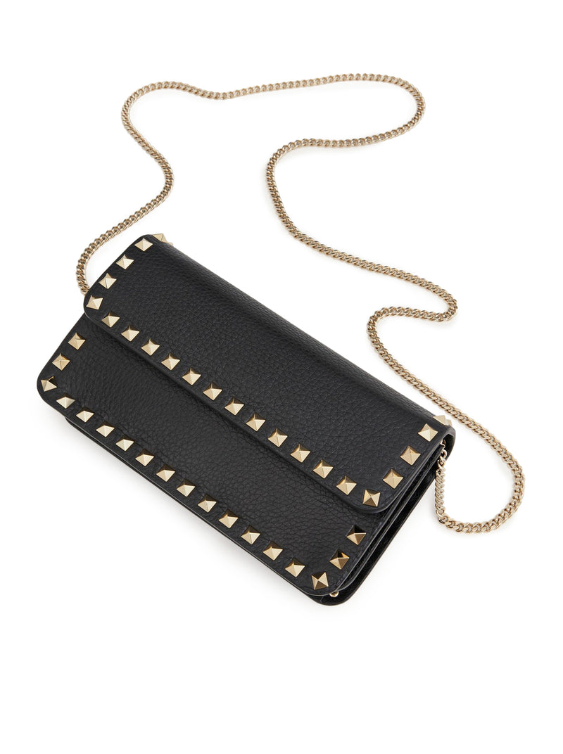 POUCH CON CATENA ROCKSTUD IN VITELLO GRANATO