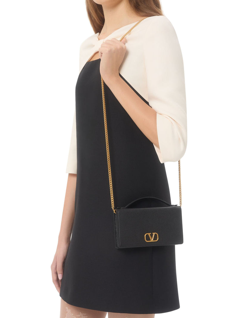 PORTAFOGLIO CON CATENA VLOGO SIGNATURE IN VITELLO GRANATO