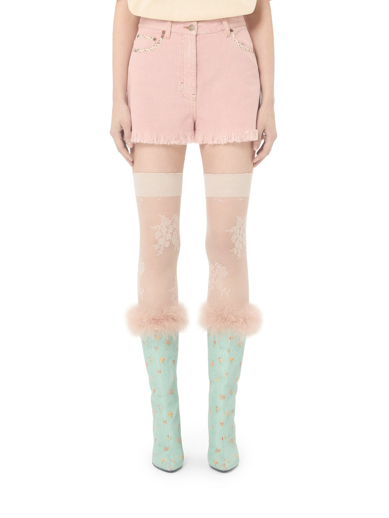 SHORTS IN DENIM CON ORLO SFRANGIATO