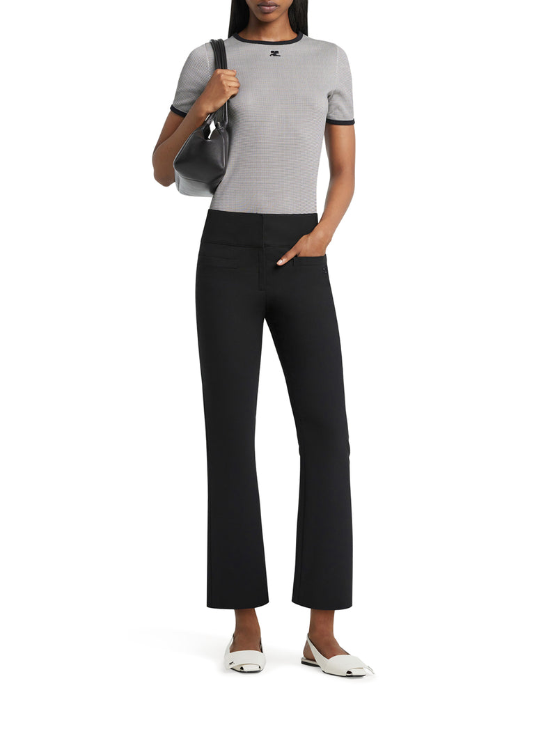 T-SHIRT A CONTRASTO PIED DE POULE