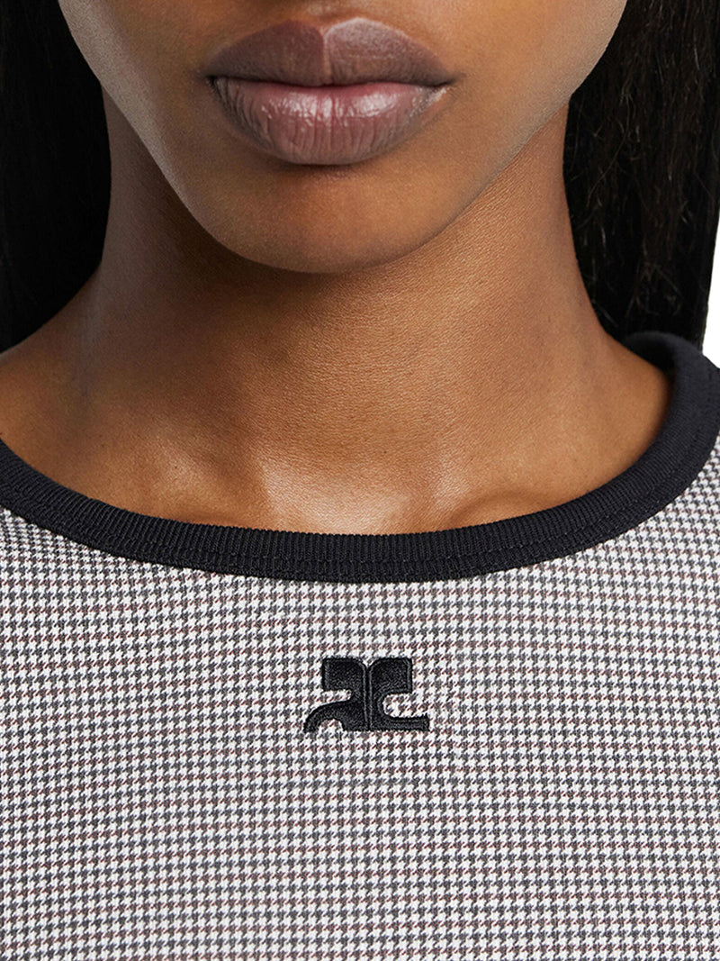 T-SHIRT A CONTRASTO PIED DE POULE