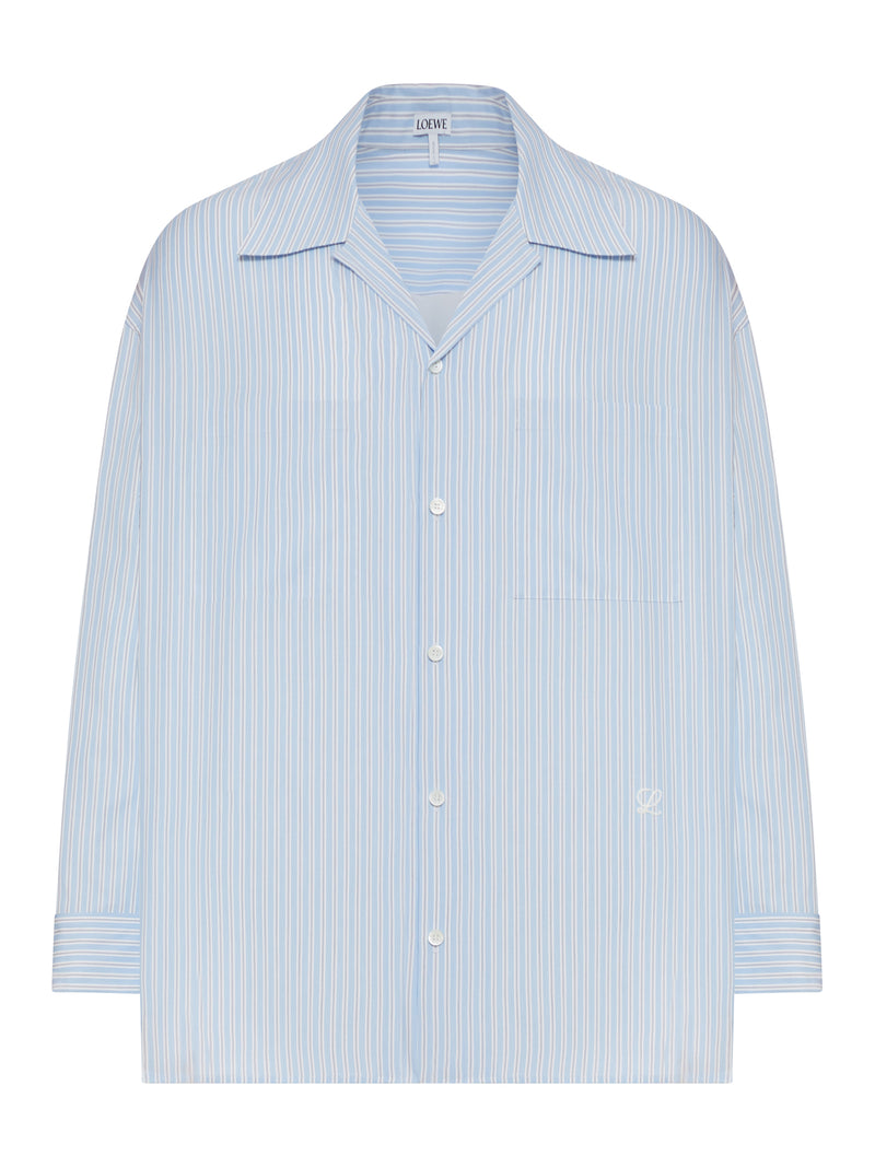 CAMICIA OVERSIZE A RIGHE IN COTONE CON COLLO BOWLING