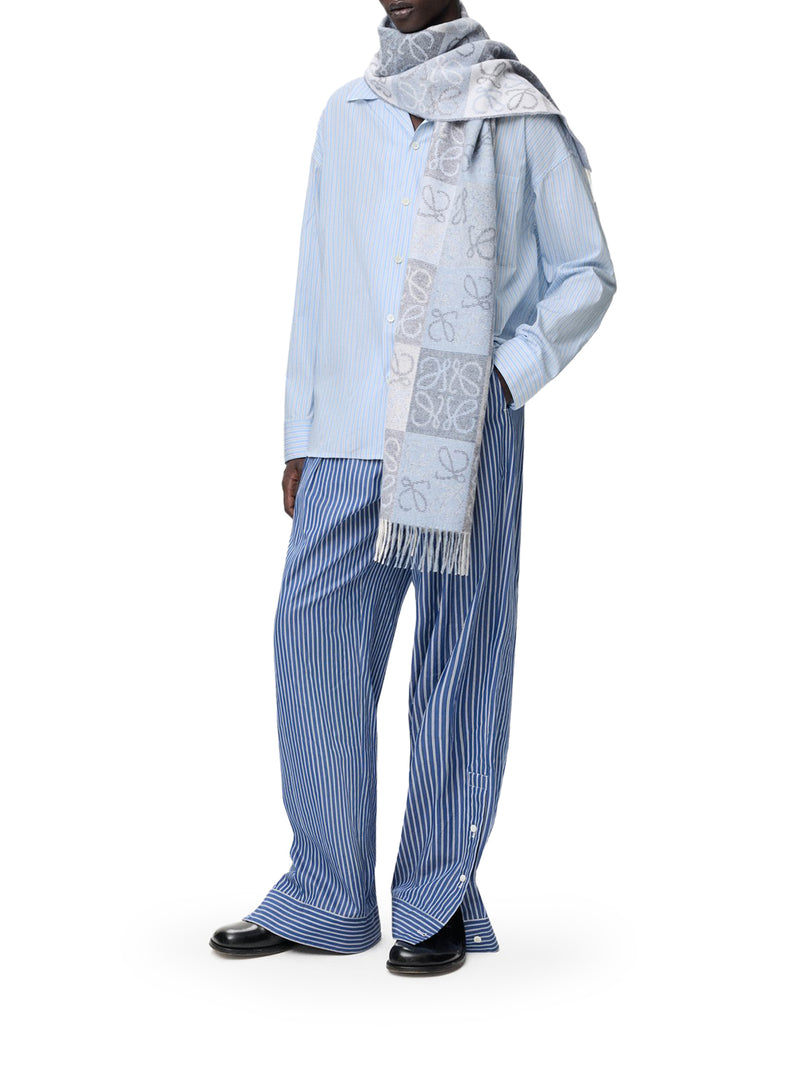 CAMICIA OVERSIZE A RIGHE IN COTONE CON COLLO BOWLING