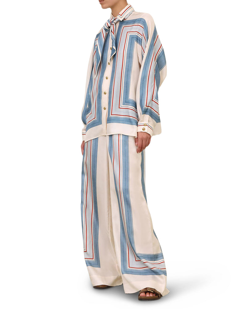 CAMICIA CON FOULARD IN TICKING A RIGHE