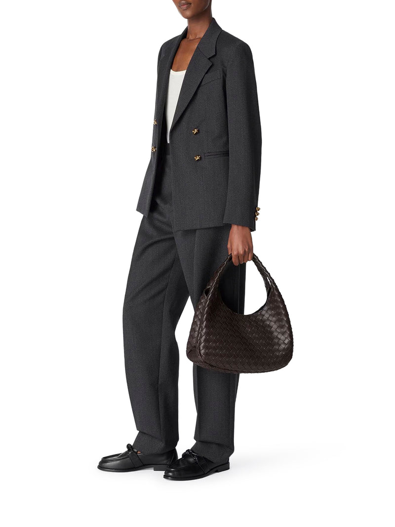 BORSA CAMPANA IN PELLE INTRECCIATA