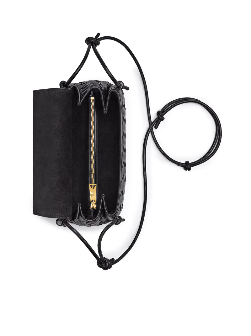 POCHETTE IN NAPPA INTRECCIATA CON TRACOLLA TUBOLARE REGOLABILE