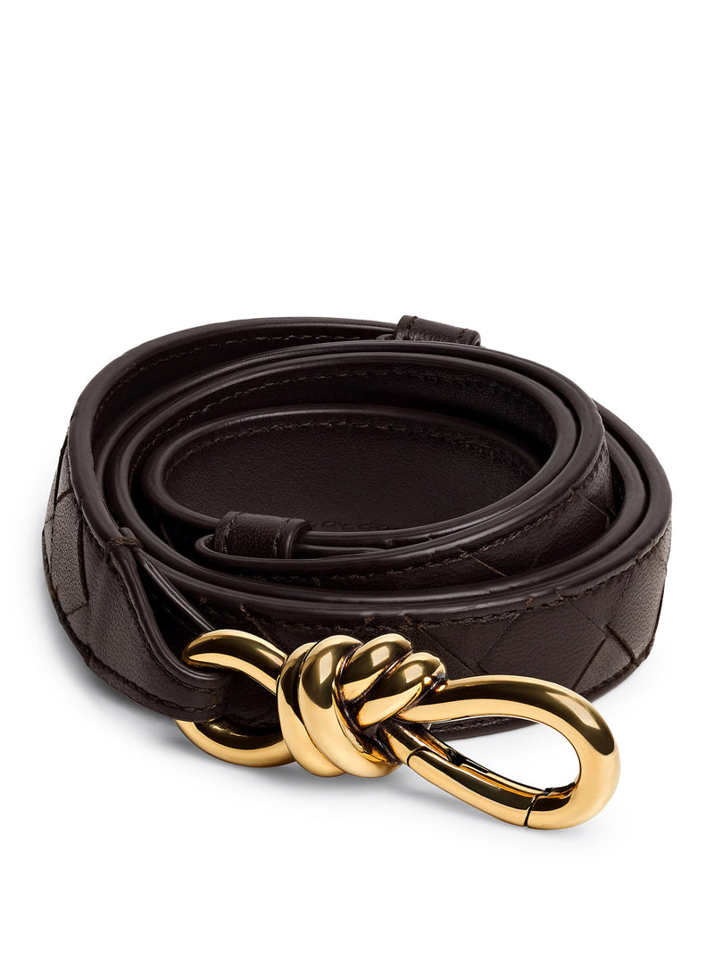 CINTURA IN NAPPA CON LAVORAZIONE INTRECCIATO ED EMBLEMATICA FIBBIA KNOT