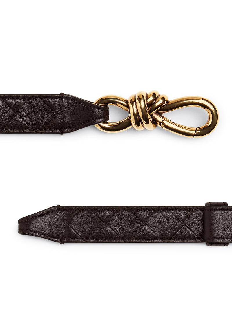 CINTURA IN NAPPA CON LAVORAZIONE INTRECCIATO ED EMBLEMATICA FIBBIA KNOT