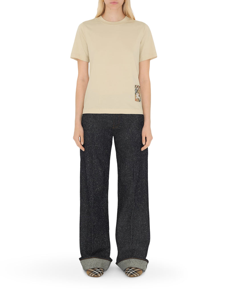 T-SHIRT IN COTONE CON APPLICAZIONE CHECK