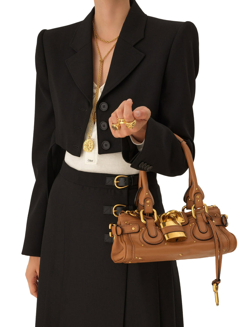 BORSA PADDINGTON PICCOLA IN PELLE GRANATA