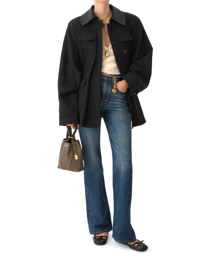 TOTE BAG PICCOLA CHLOÉ SPIN IN PELLE GRANATA