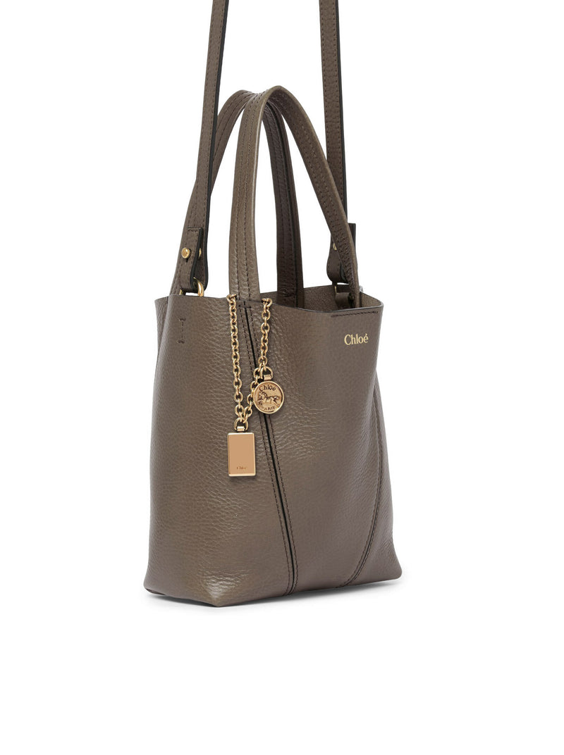 TOTE BAG PICCOLA CHLOÉ SPIN IN PELLE GRANATA