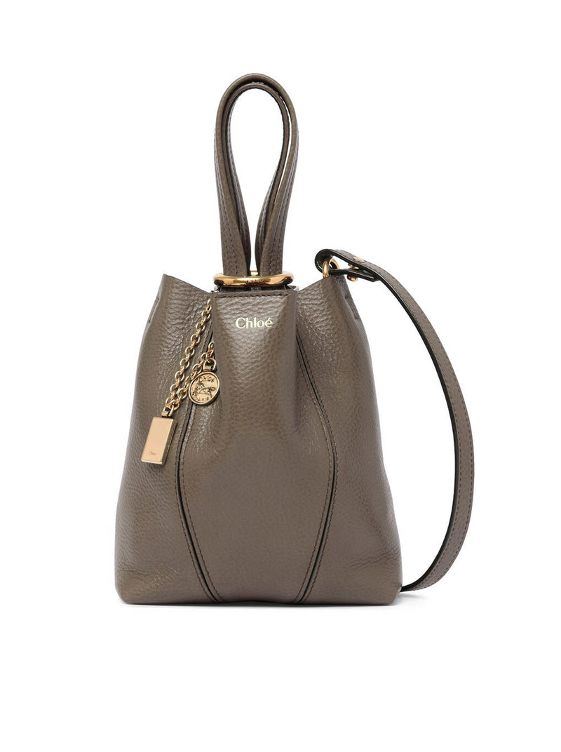 TOTE BAG PICCOLA CHLOÉ SPIN IN PELLE GRANATA