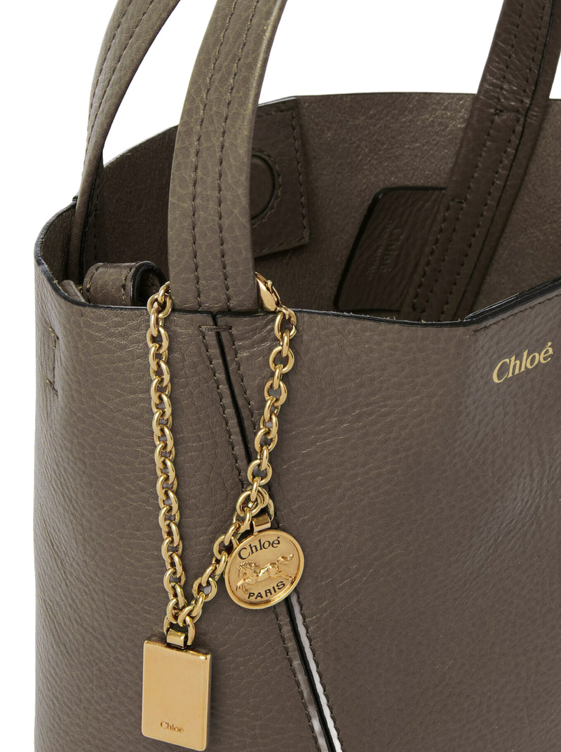 TOTE BAG PICCOLA CHLOÉ SPIN IN PELLE GRANATA