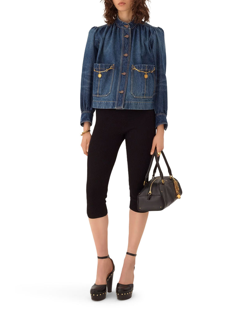 GIACCA ARRICCIATA A COLLO ALTO IN DENIM