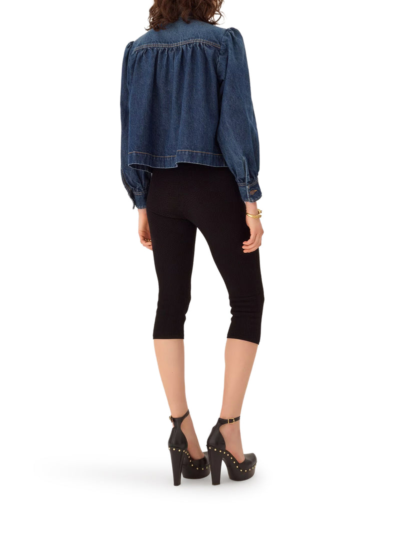 GIACCA ARRICCIATA A COLLO ALTO IN DENIM