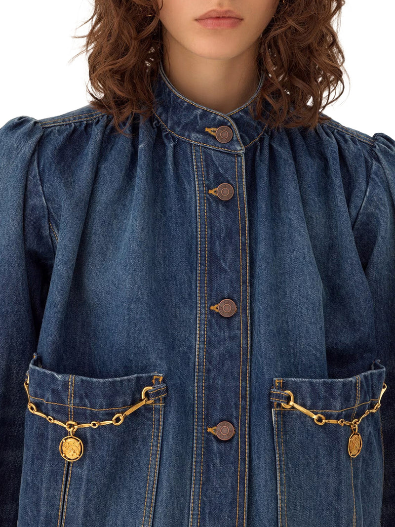 GIACCA ARRICCIATA A COLLO ALTO IN DENIM