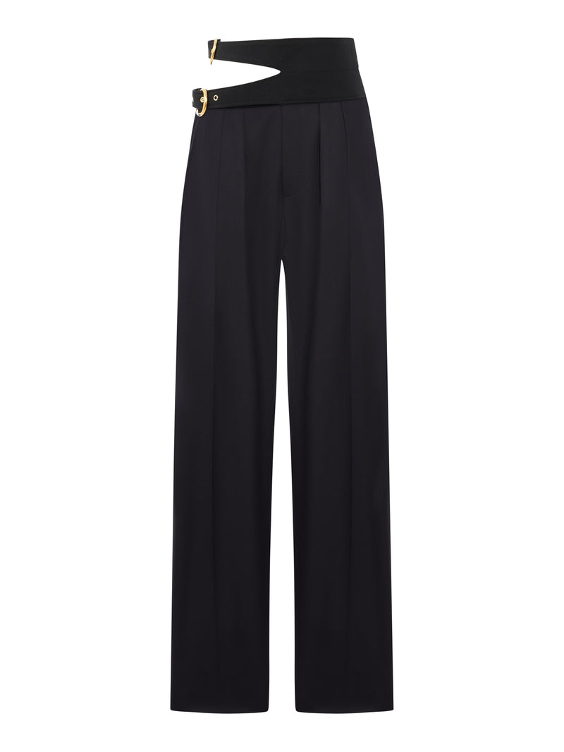 PANTALONI SARTORIALI A VITA ALTA IN LANA