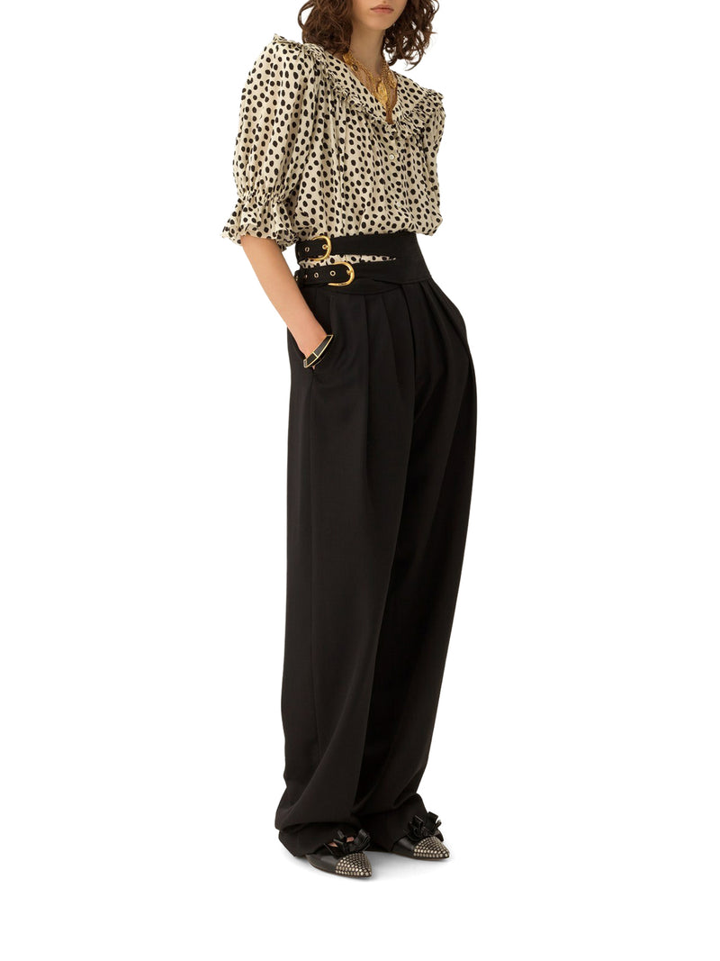 PANTALONI SARTORIALI A VITA ALTA IN LANA