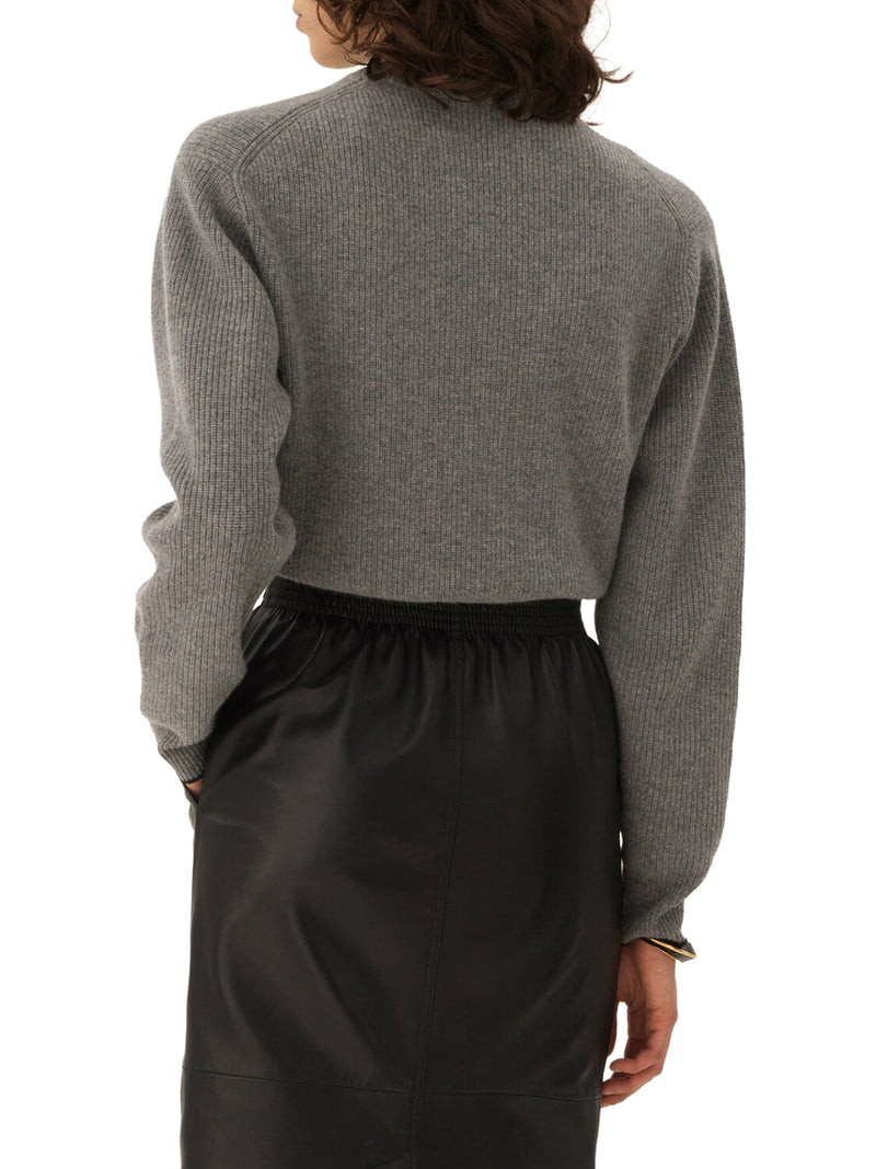 PULLOVER CORTO CON LOGO IN MAGLIA DI LANA