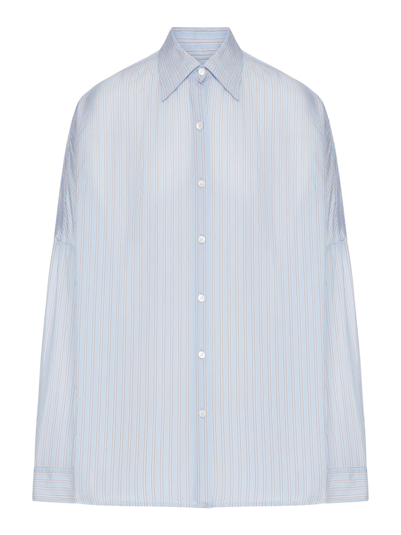 CAMICIA OVERSIZE IN CUPRO A RIGHE
