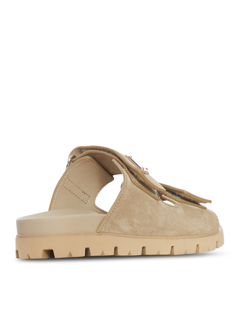 SANDALI CON FASCE IN PELLE SCAMOSCIATA