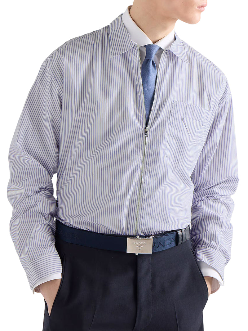 CAMICIA IN POPELINE DI COTONE CON FANTASIA A RIGHE