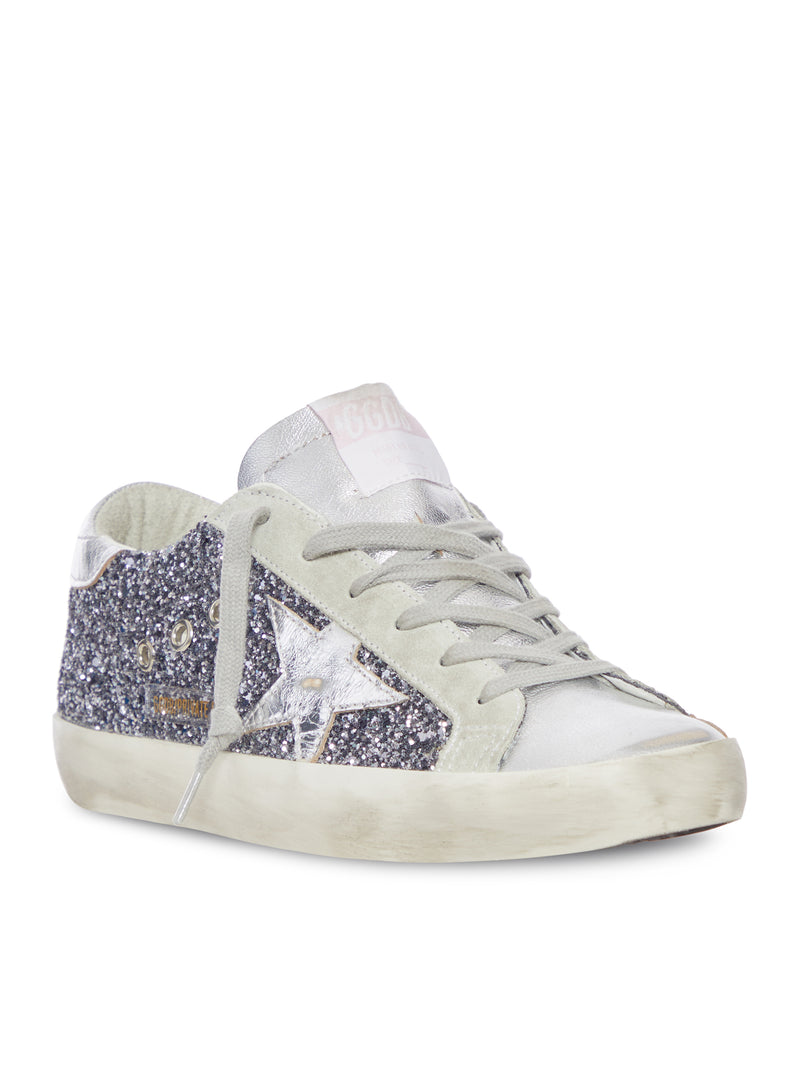 SUPER-STAR IN PELLE CON GLITTER ARGENTO