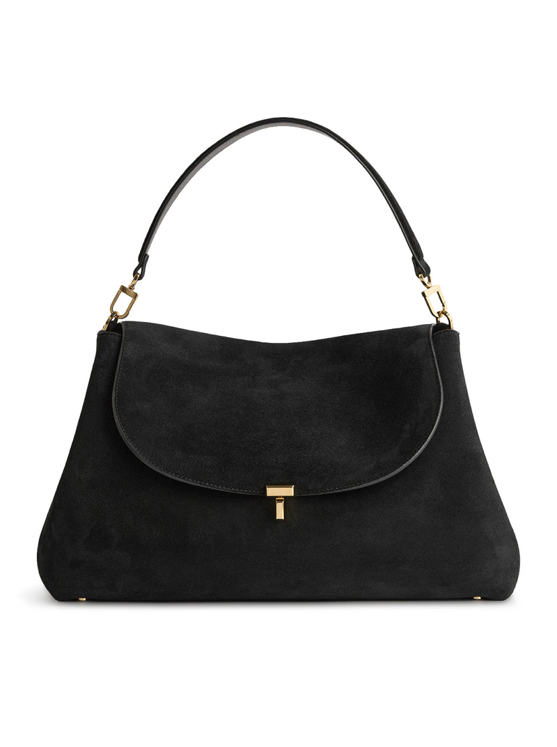 BORSA T-LOCK IN PELLE SCAMOSCIATA