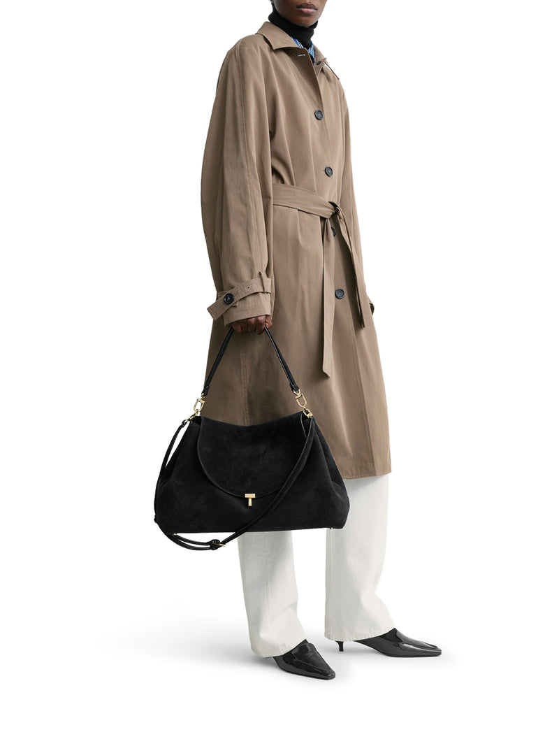 BORSA T-LOCK IN PELLE SCAMOSCIATA