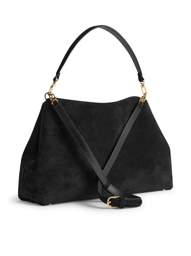 BORSA T-LOCK IN PELLE SCAMOSCIATA