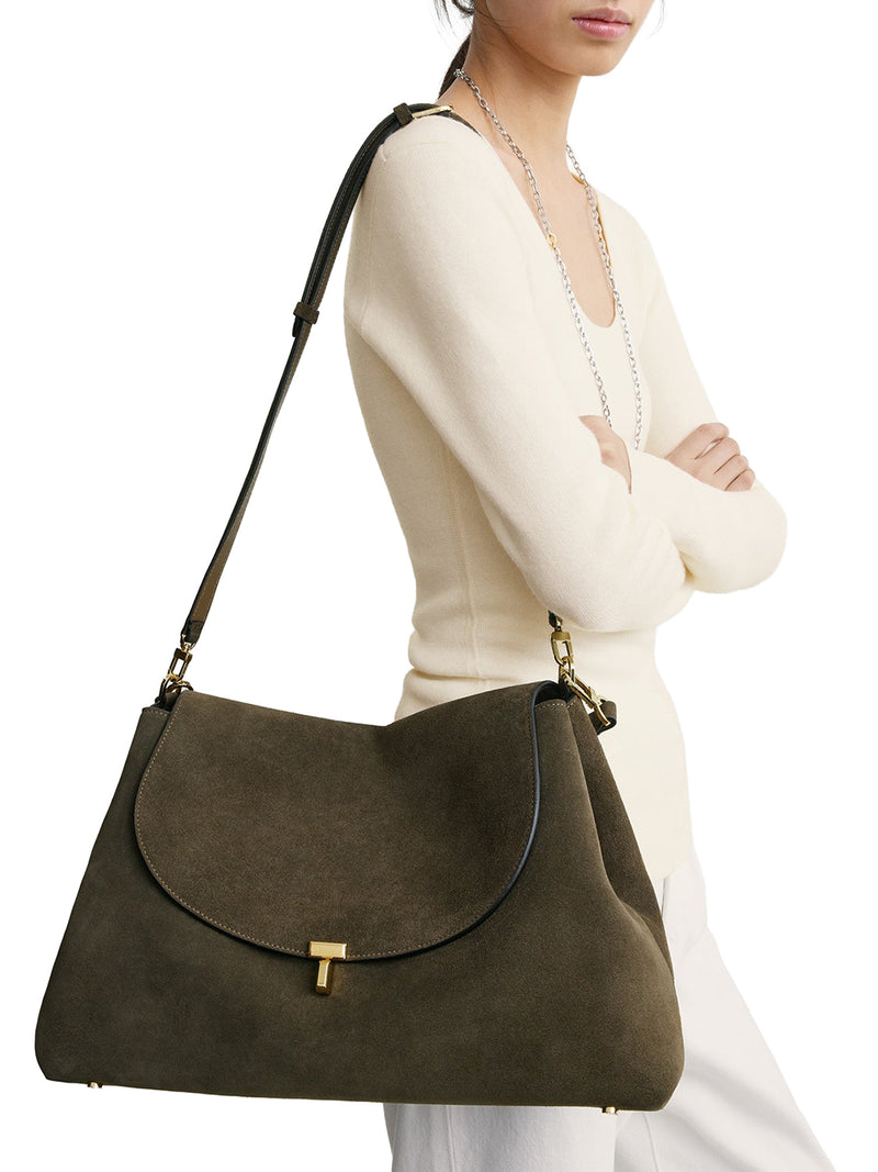 BORSA T-LOCK IN PELLE SCAMOSCIATA