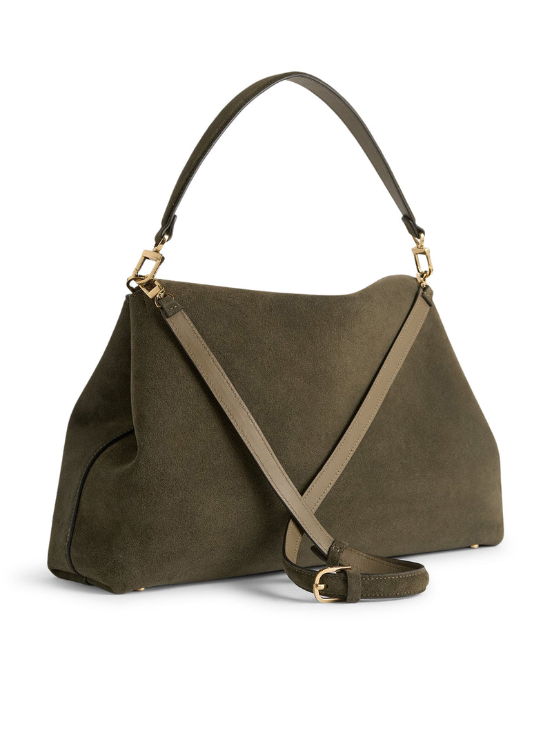 BORSA T-LOCK IN PELLE SCAMOSCIATA