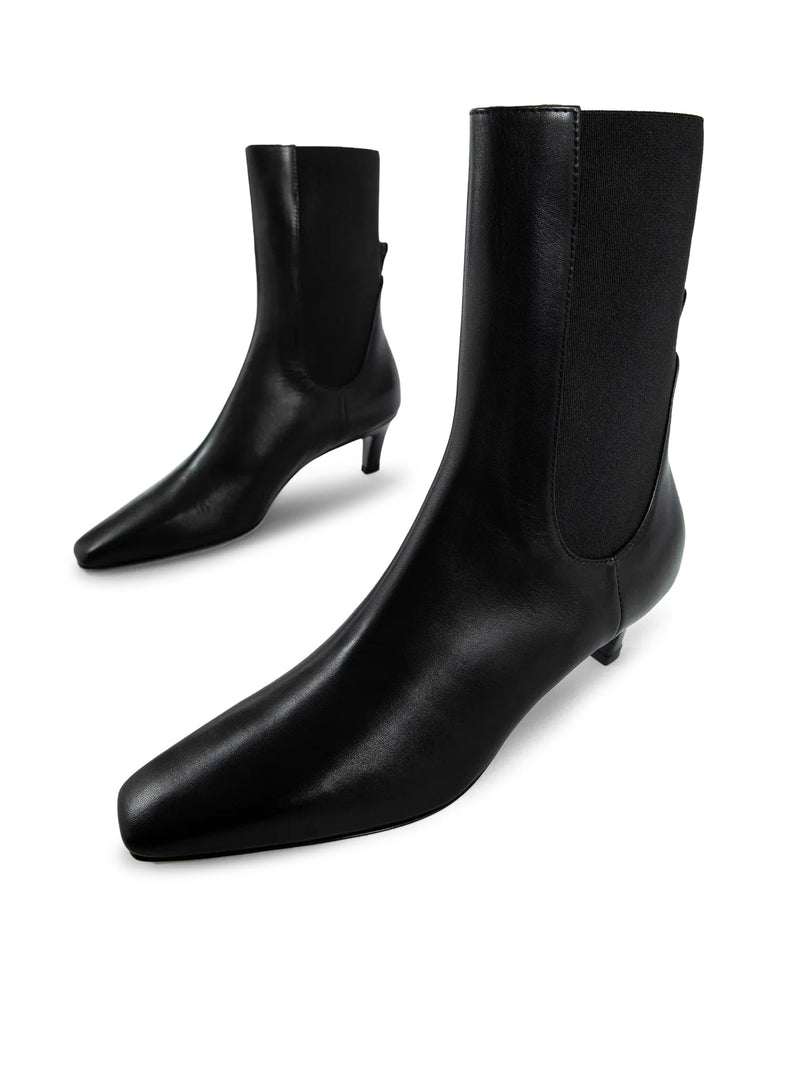 STIVALI IN PELLE CON TACCO MEDIO