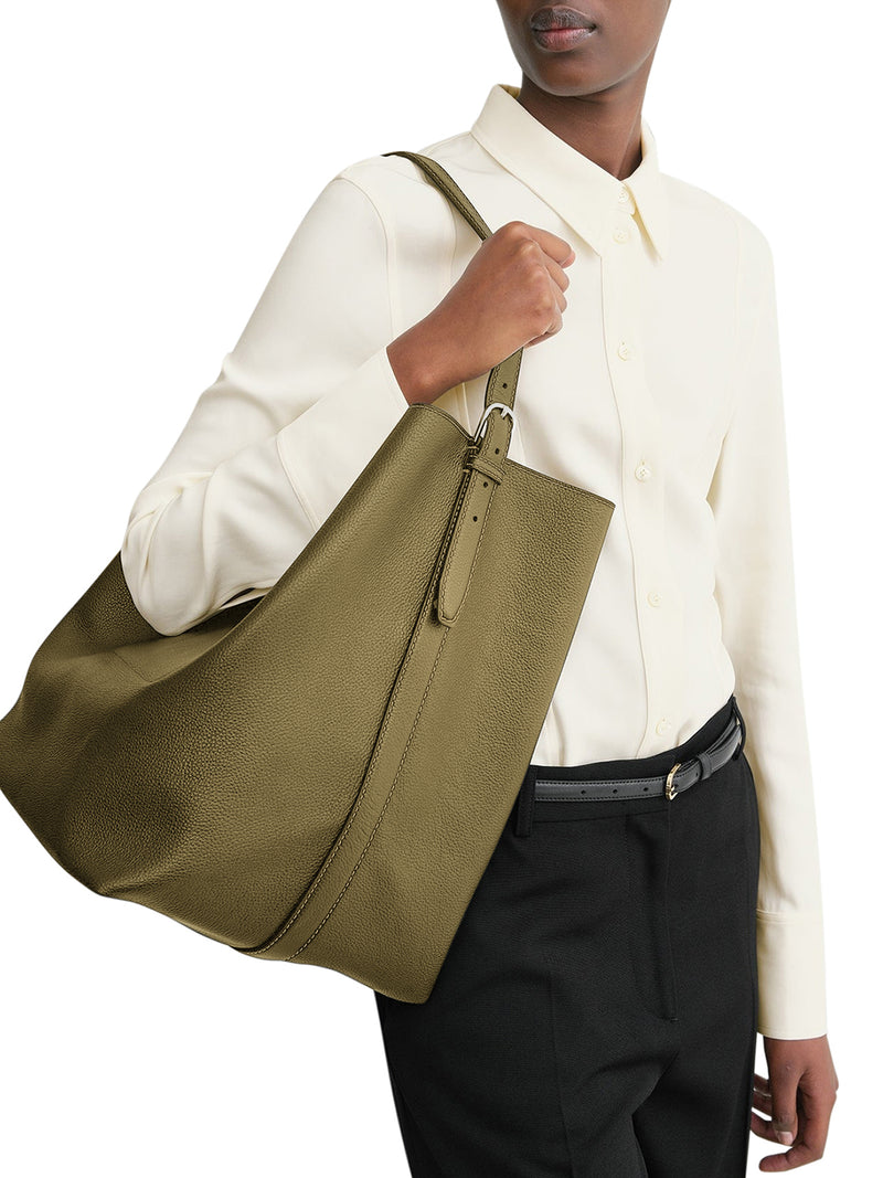 BORSA TOTE BELTED IN PELLE DI VITELLO MARTELLATA