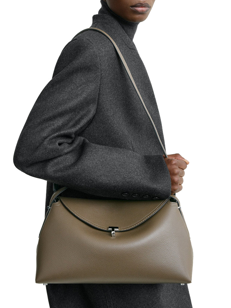 BORSA A MANO T-LOCK IN PELLE GRANATA