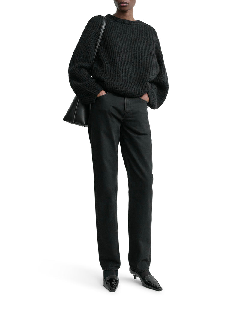 MAGLIA A COSTE IN MISTO MOHAIR NERO