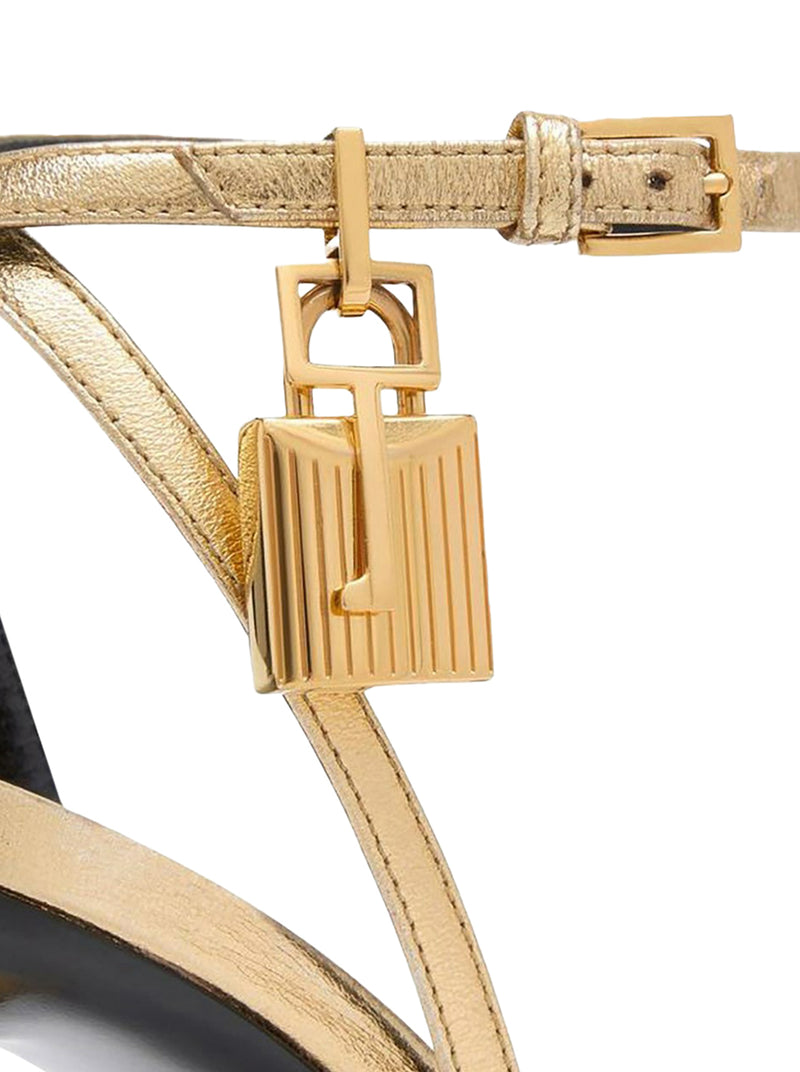 DECOLLETE` ORO CON TACCO ALTO A STILETTO IN VERNICE