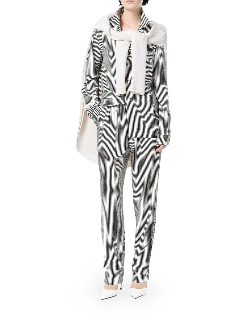 PANTALONI A RIGHE IN SETA