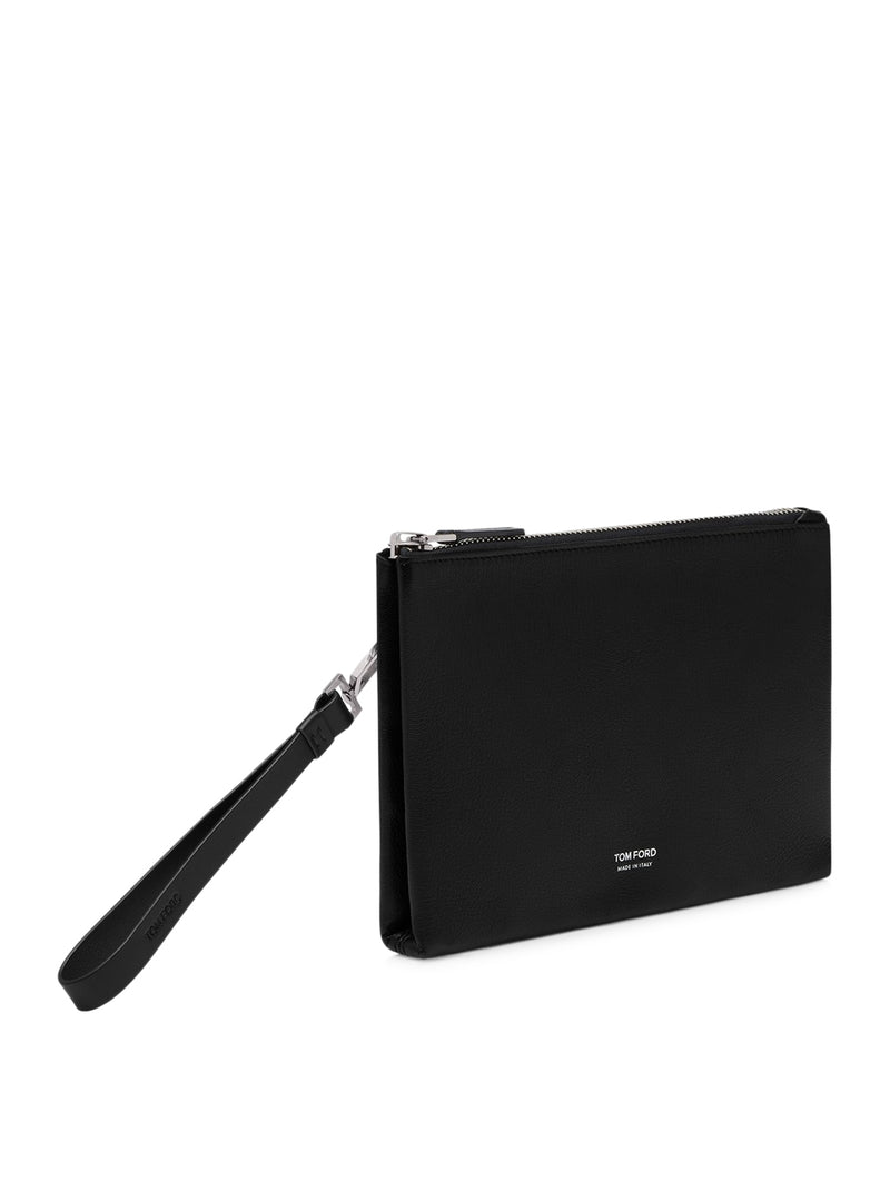 POUCHETTE MINIMAL SOTTILE IN PELLE FIORE CON CINTURINO DA POLSO