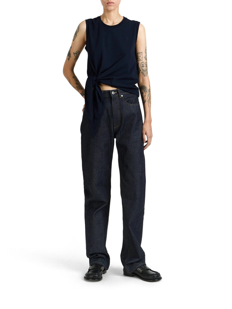 CANOTTA IN COTONE CON ORLO ANNODATO