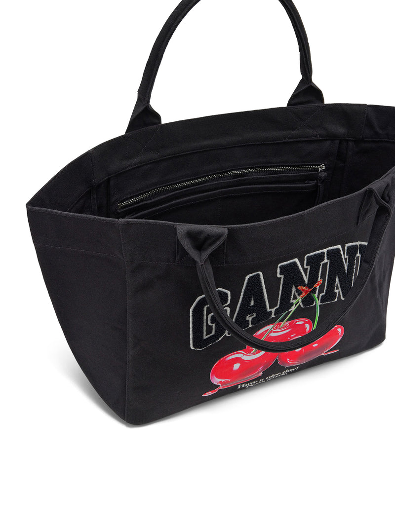 BORSA TOTE MEDIA CHERRY IN COTONE