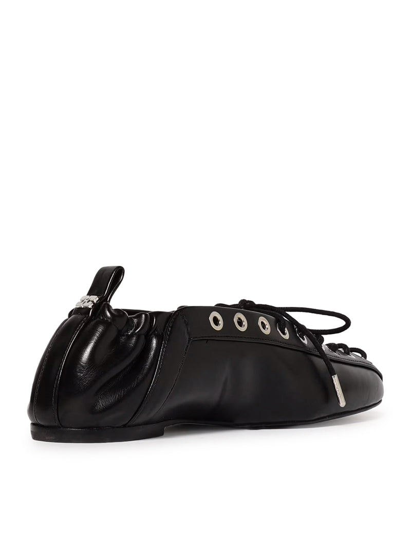 BALLERINE CON LACCI IN OLEATEX NERO