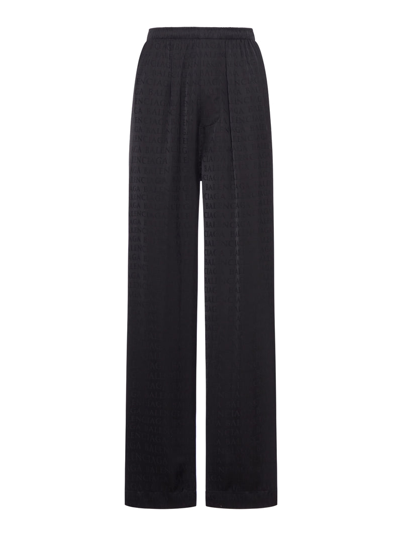 PANTALONI IN VISCOSA CON LOGO ALLOVER TONO SU TONO