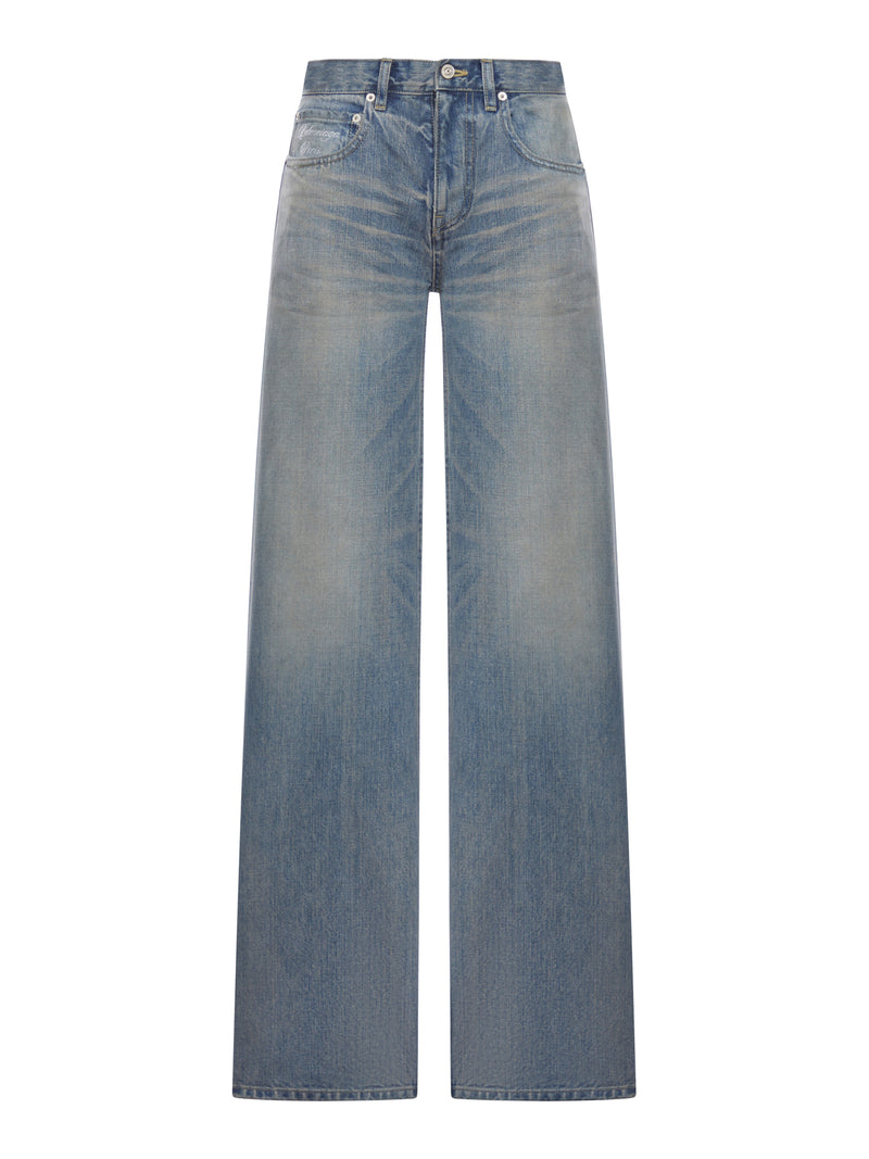 PANTALONI BAGGY A GAMBA AMPIA IN DENIM DI COTONE ORGANICO