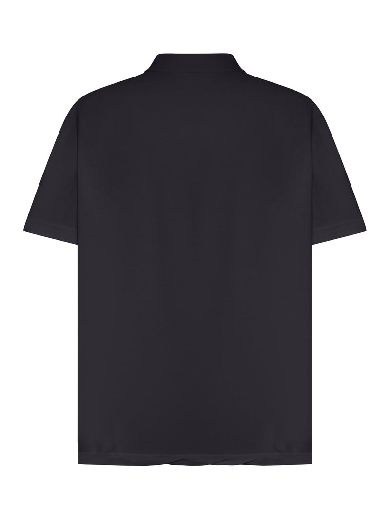 POLO IN COTONE PIQUE NERO ON LOGO SPORT ICON
