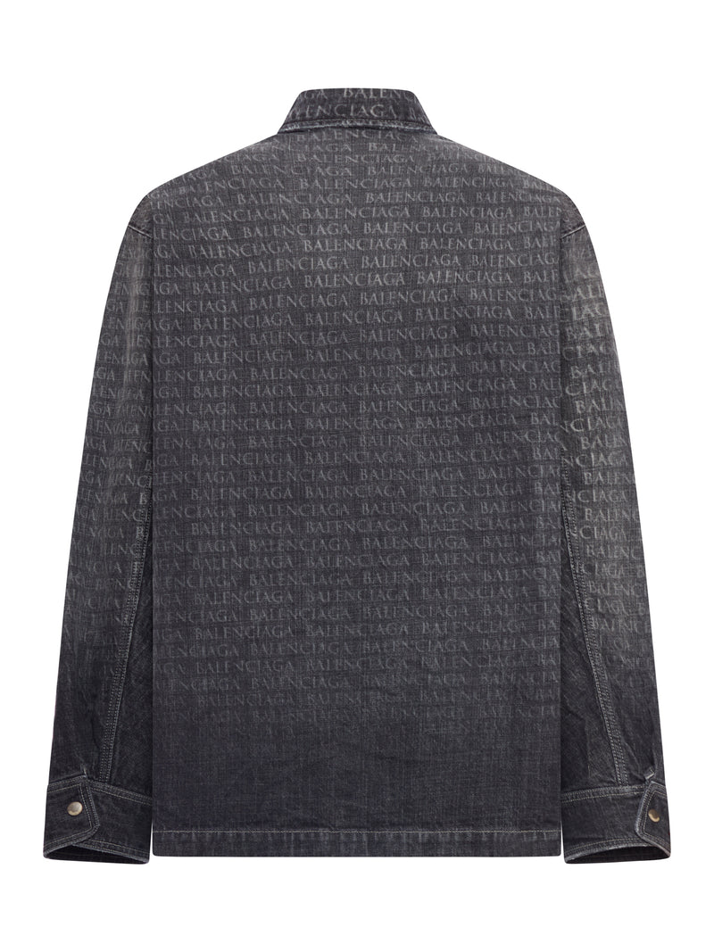 OVERSHIRT IN DENIM CON LOGO ALL-OVER