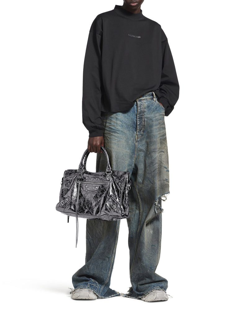 BORSA LE CITY MEDIA IN GRIGIO ACCIAIO