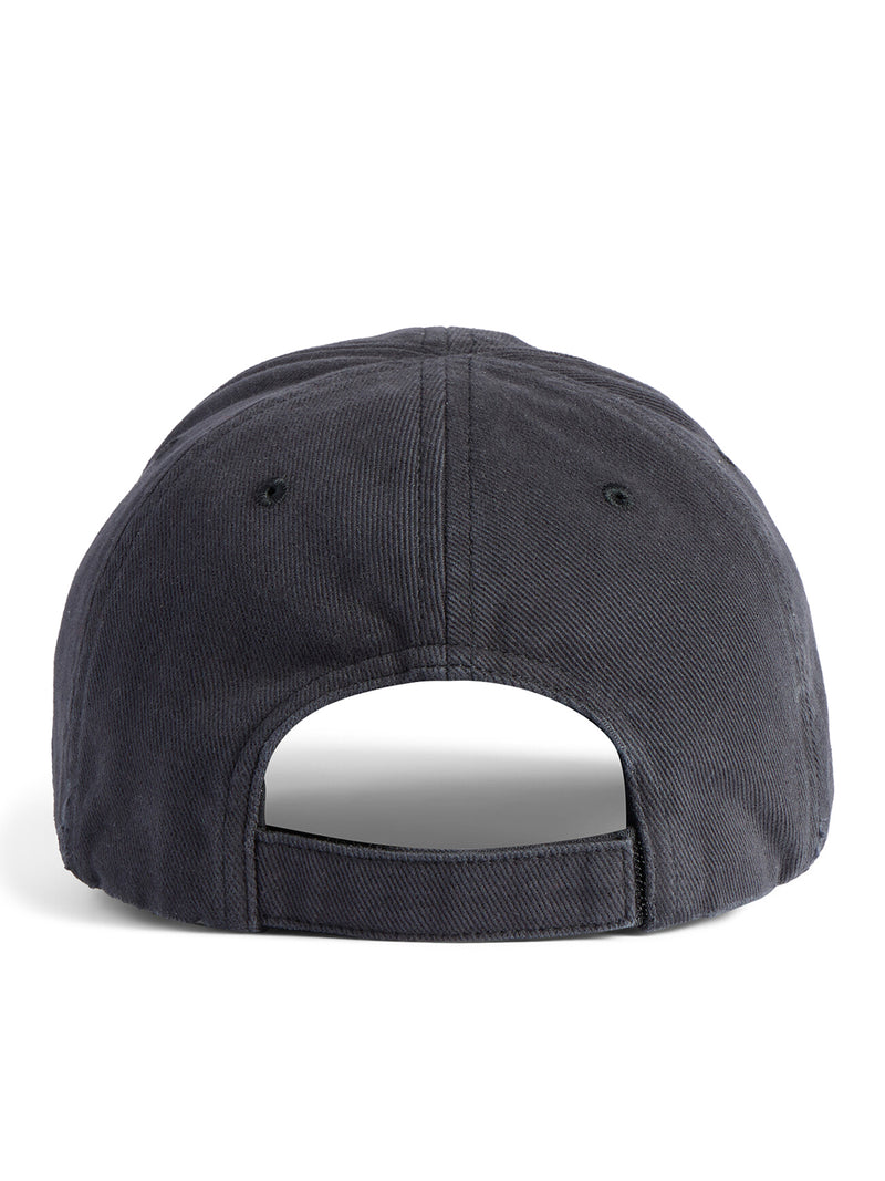 BERRETTO MASKING TAPE IN DRILL DI COTONE NERO EFFETTO SLAVATO